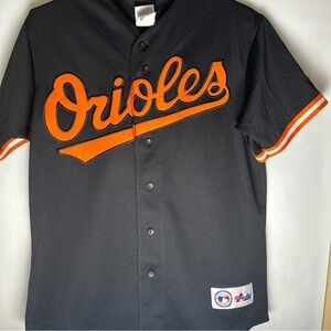 Majestic Black Baseball Jersey with Orange Accent
